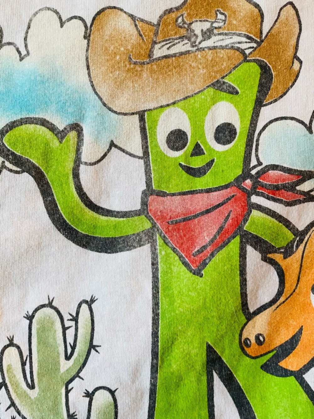 Green Cowboy Gumby Cactus Graphic Tee - Red Bandana